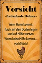 Holzschild 18x12 cm Vorsicht freilaufende Hühner Warnschild Hinweisschild