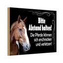 Holzschild 12x18 cm bitte Abstand halten Pferde Warnschild Hinweisschild