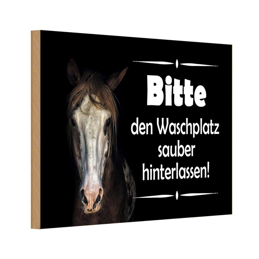 Holzschild 12x18 cm Pferde bitte Waschplatz sauber Warnschild Hinweisschild