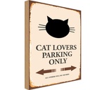 Holzschild 18x12 cm cat lovers parking only Katze Tier Haustier
