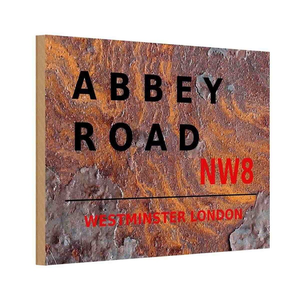 Holzschild 12x18 cm Abbey Road NW8 Dekoration