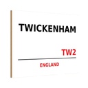 Holzschild 12x18 cm Twickenham TW2 Straße Stadt