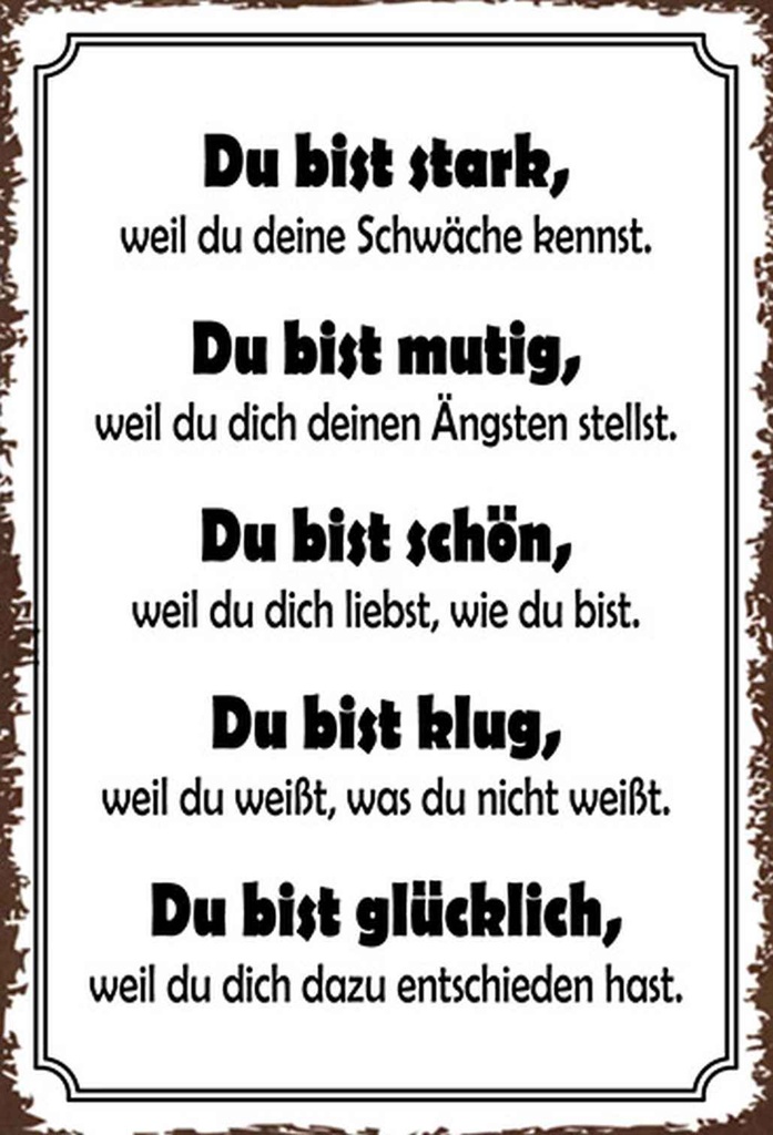 Holzschild 18x12 cm Du bist stark, mutig, schön Dekoration