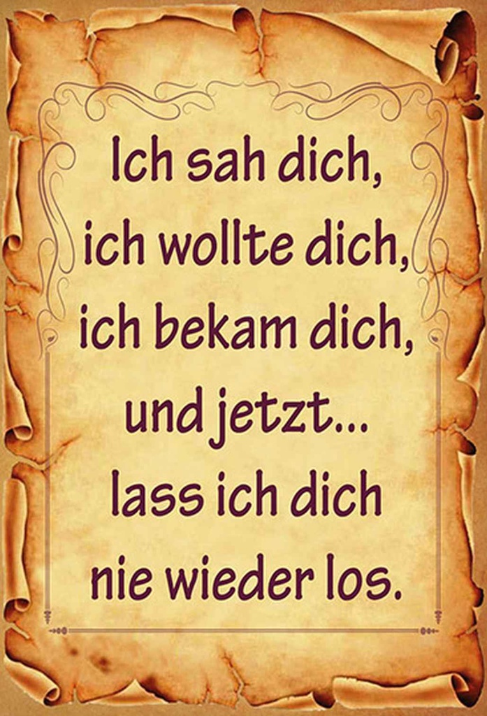 Holzschild 18x12 cm ich sah dich bekam und Spruch Zitat