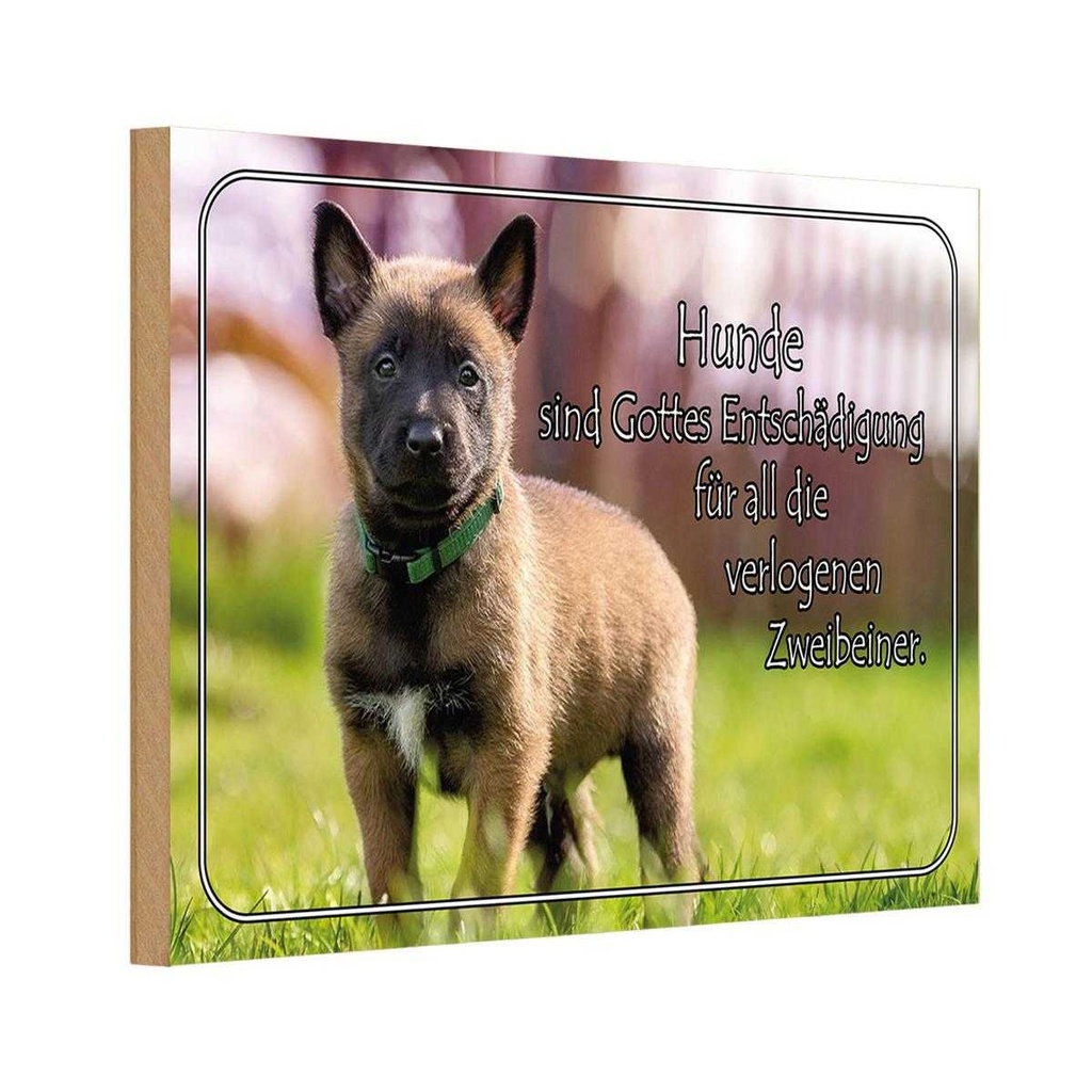 Holzschild 12x18 cm Hunde sind Gottes Entschädigung Tier Haustier
