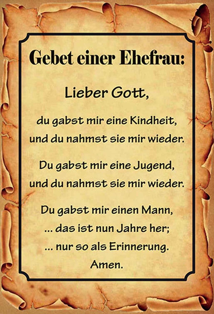 Holzschild 18x12 cm Gebet einer Ehefrau Lieber Gott Spruch Zitat
