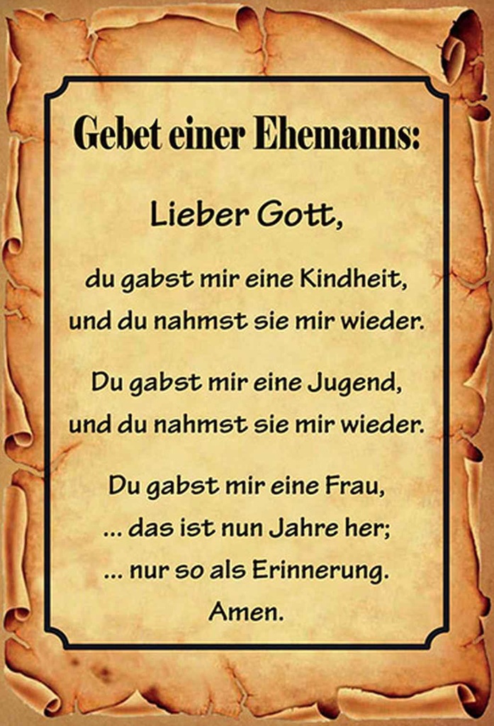 Holzschild 18x12 cm Gebet eines Ehemanns Lieber Gott Spruch Zitat