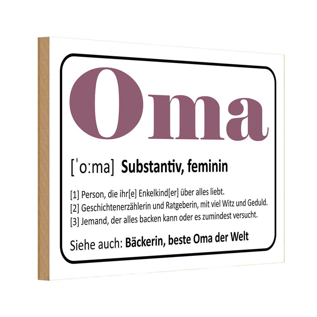 Holzschild 12x18 cm Oma Bäckerin beste Welt Opa