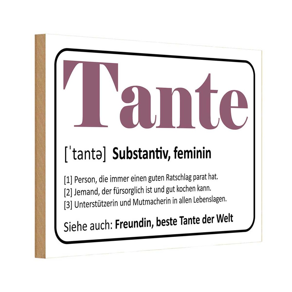 Holzschild 12x18 cm Tante Freundin beste Welt Familie Freunde