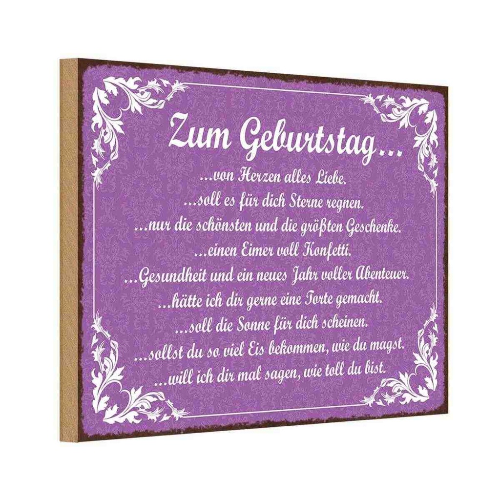 Holzschild 12x18 cm zum Geburtstag alles Liebe Dekoration