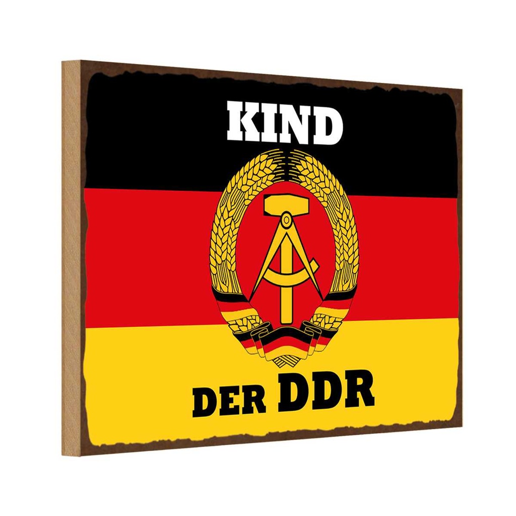 Holzschild 12x18 cm Kind der DDR Deutschland