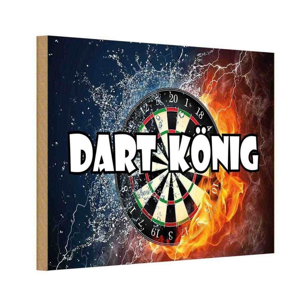 Holzschild 12x18 cm Darts Dart König Sport Hobby