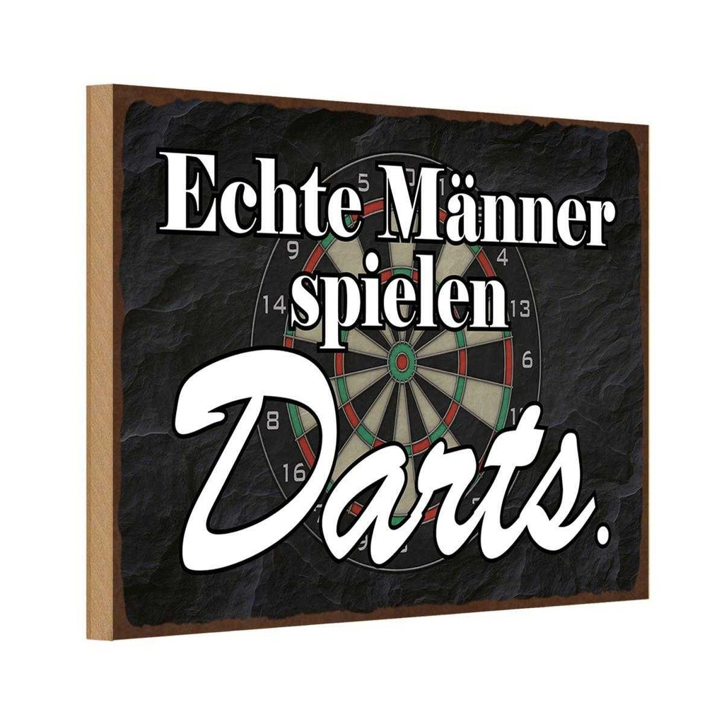 Holzschild 12x18 cm echte Männer spielen Darts Frauen