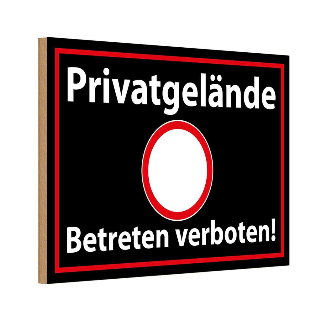 Holzschild 12x18 cm Privatgelände schwarzes Warnschild Hinweisschild