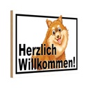 Holzschild 12x18 cm Herzlich Willkommen Hunde Tier Haustier