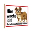 Holzschild 12x18 cm Hier wache ich Hunde Tier Haustier