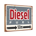 Holzschild 12x18 cm Diesel fuel 50 m Straßenschild