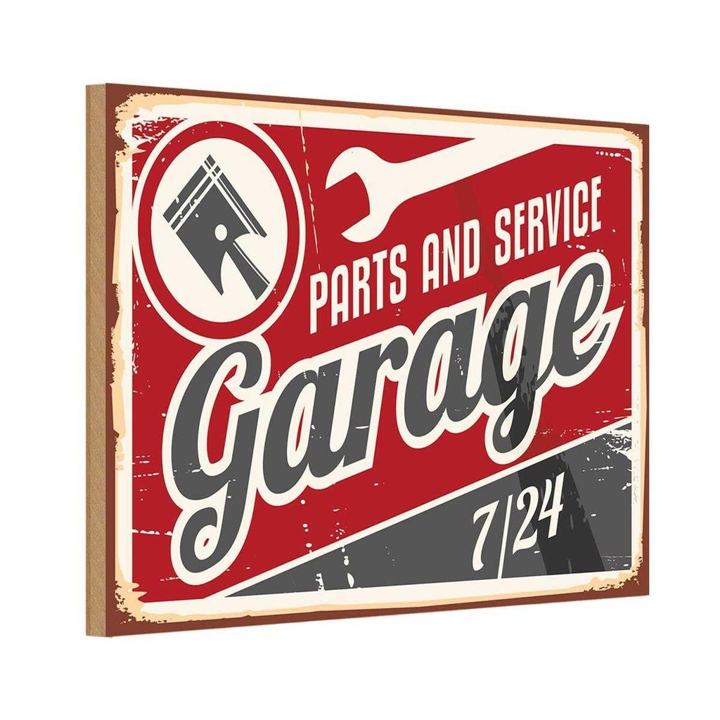 Holzschild 12x18 cm Garage parts service Auto Teile Werkstatt