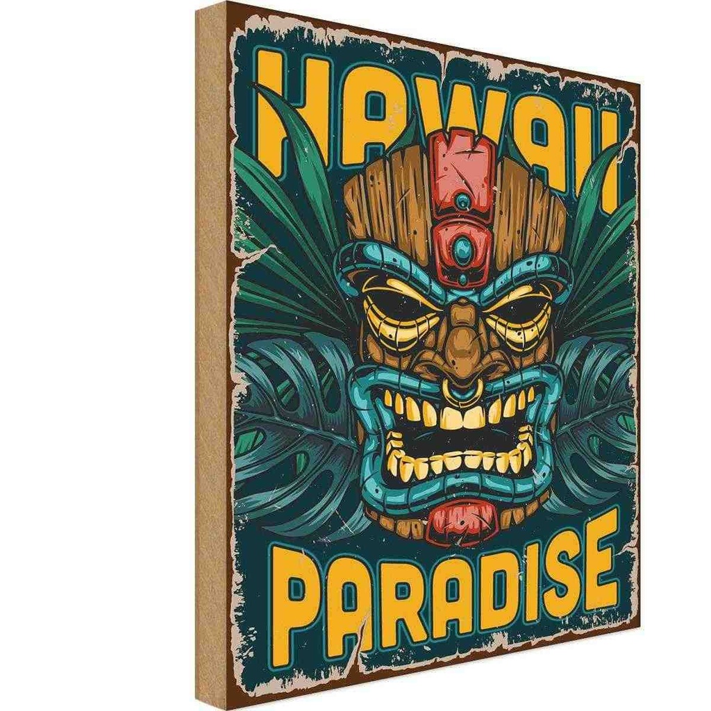 Holzschild 18x12 cm Hawaii Paradise Alkohol Essen Trinken