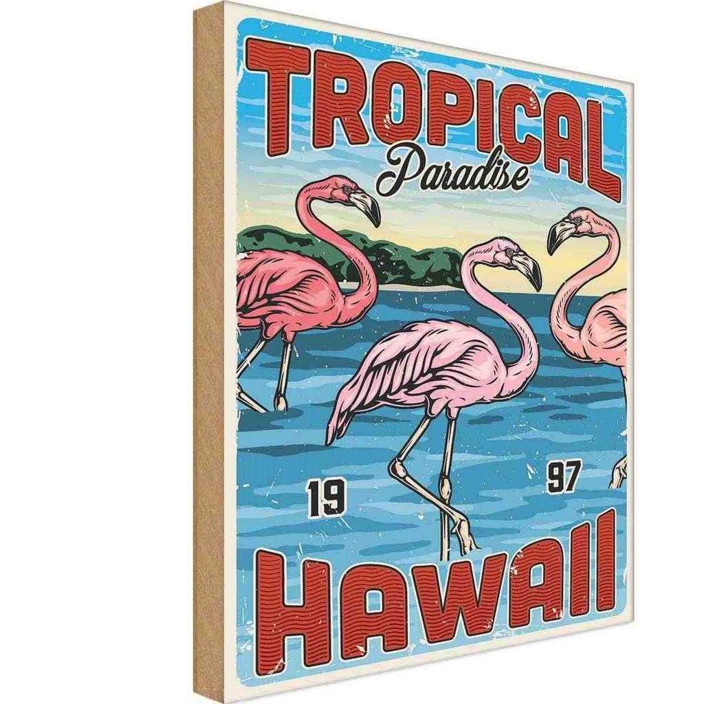 Holzschild 18x12 cm Tropical Paradise Hawaii Dekoration
