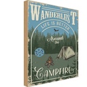 Holzschild 18x12 cm Wanderlus camping Outdoor