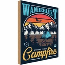 Holzschild 18x12 cm Camping Wanderlus Campfire Outdoor