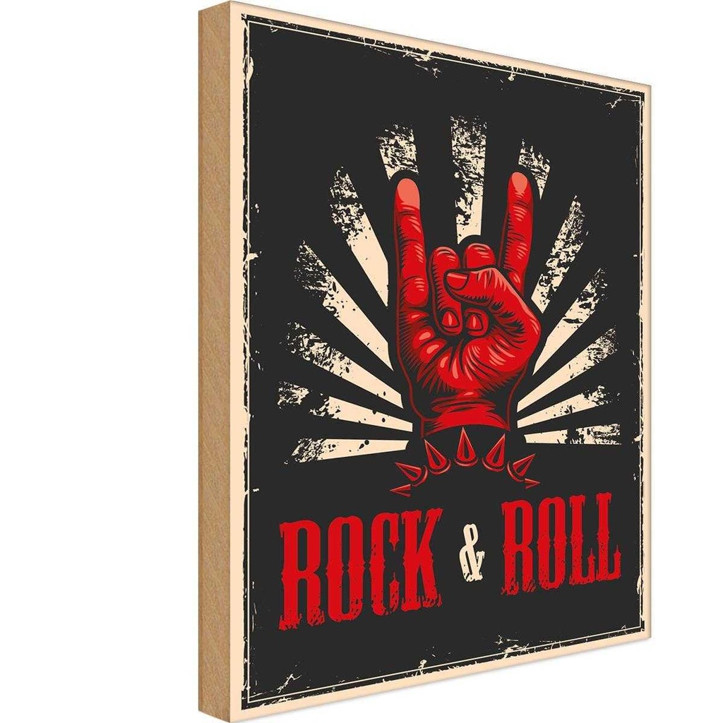 Holzschild 18x12 cm Rock & Roll Musik Keep Calm