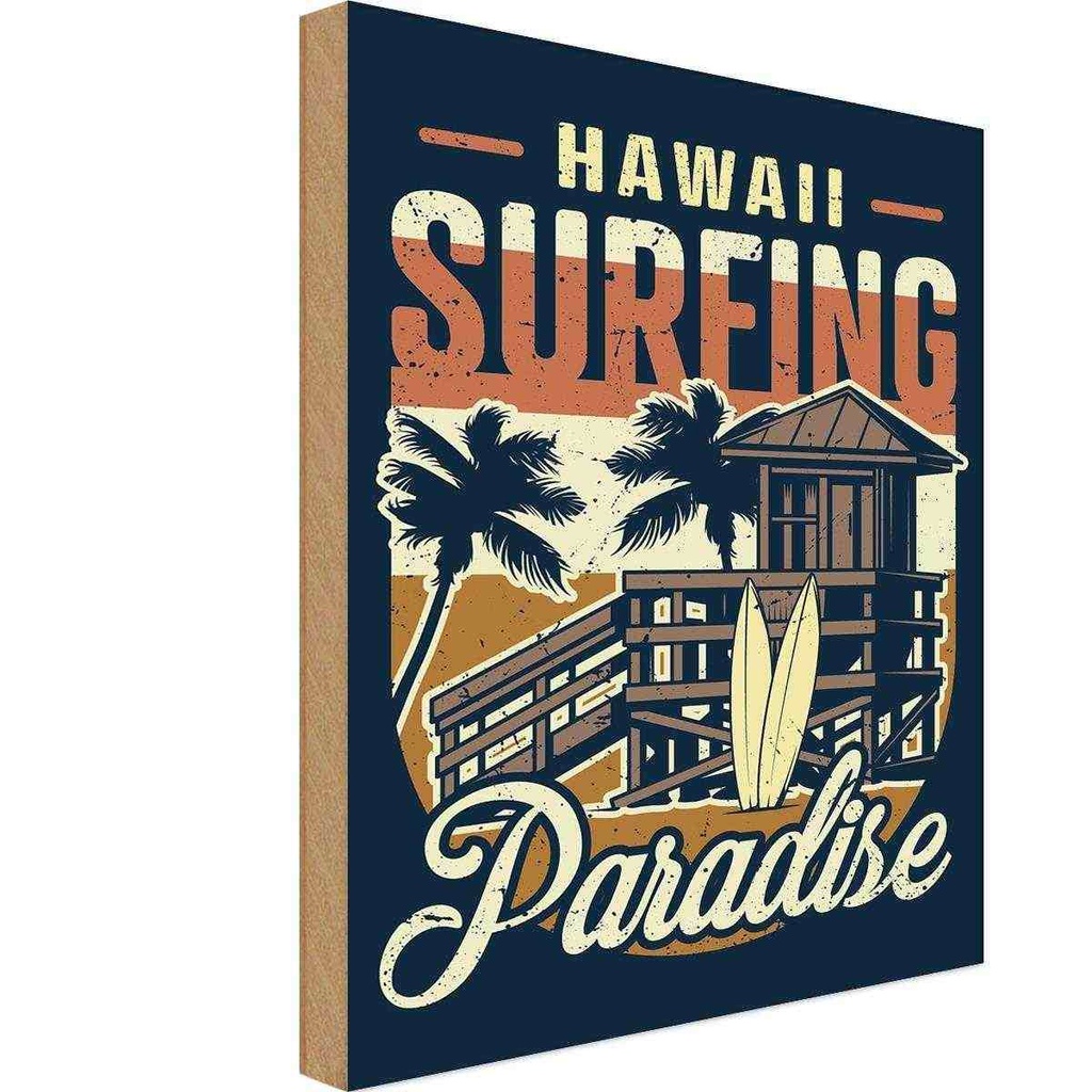 Holzschild 18x12 cm Hawaii Surfing Paradise Dekoration