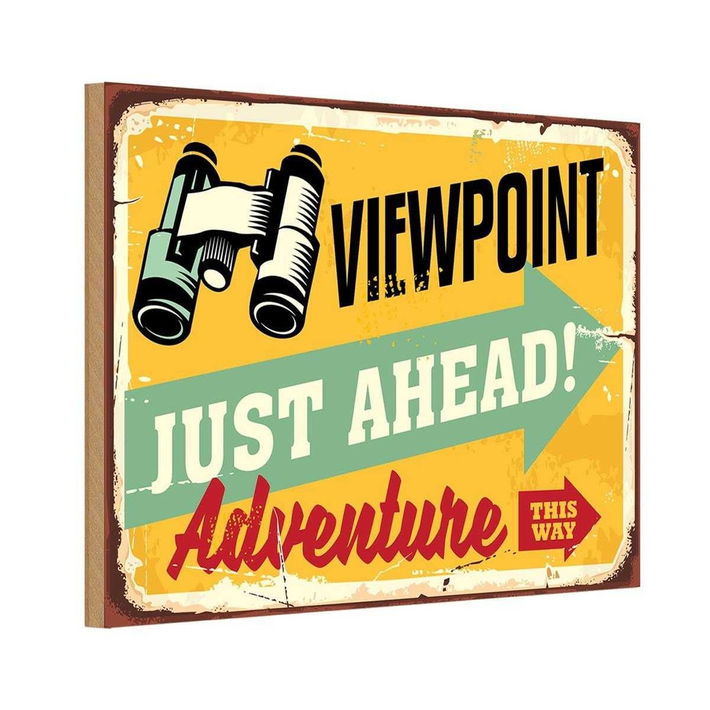 Holzschild 12x18 cm Viewpoint Adventure this way Warnschild Hinweisschild