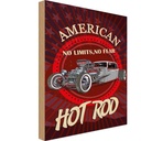 Holzschild 18x12 cm American hot rod Auto no limits no fear