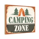 Holzschild 12x18 cm Camping Zone Outdoor