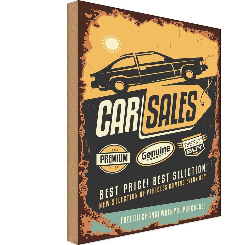 Holzschild 18x12 cm Car Sales best price Auto Garage Werkstatt