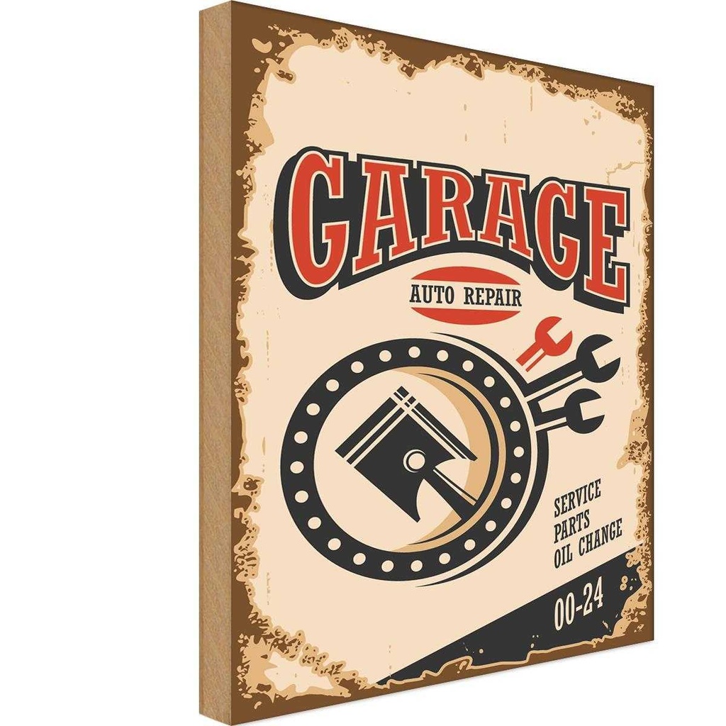 Holzschild 18x12 cm Garage auto repair service 00-24 Werkstatt