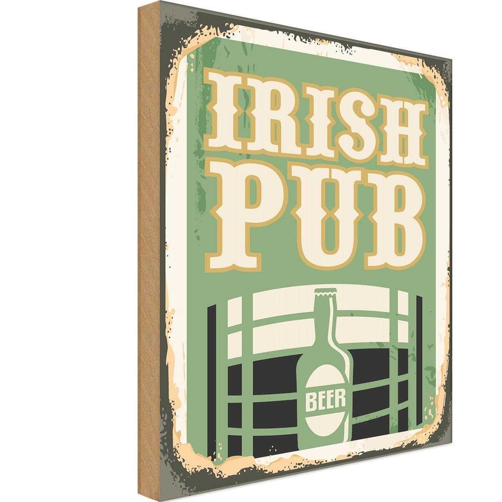 Holzschild 18x12 cm Irish pub Beer Bier Alkohol Essen Trinken