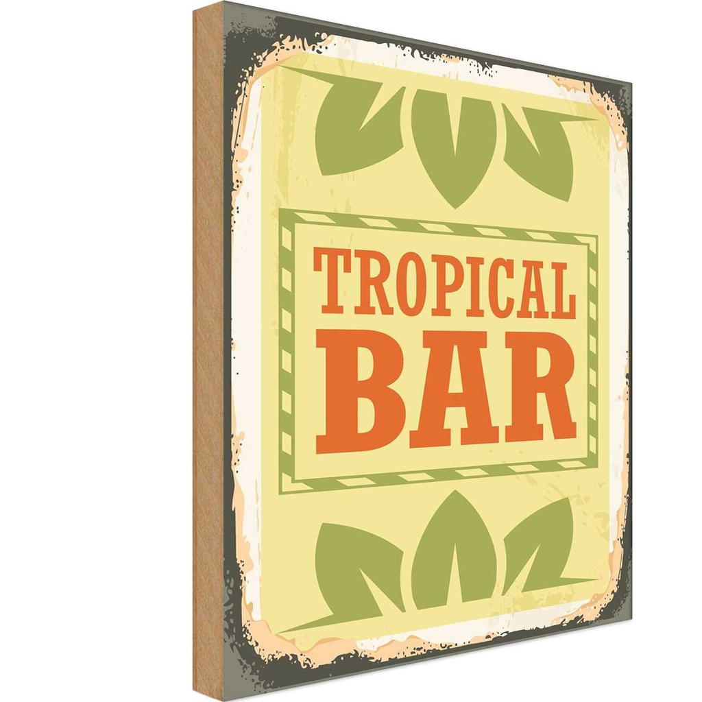 Holzschild 18x12 cm Alkohol Tropical Bar Sommer Essen Trinken