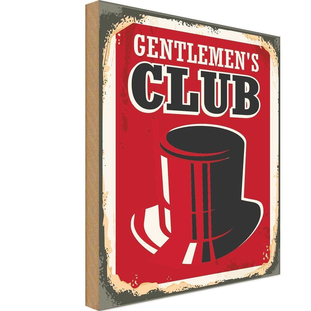 Holzschild 18x12 cm Gentlemen`s Club Alkohol Männer Essen Trinken