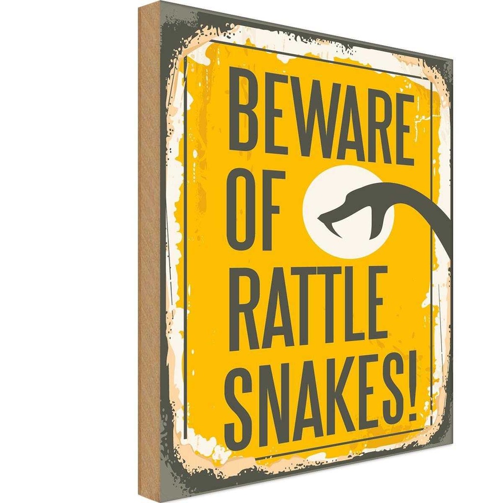 Holzschild 18x12 cm Schlange beware of rattle snakes Spruch Zitat