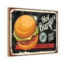 Holzschild 12x18 cm hot burgers best in town Essen Trinken