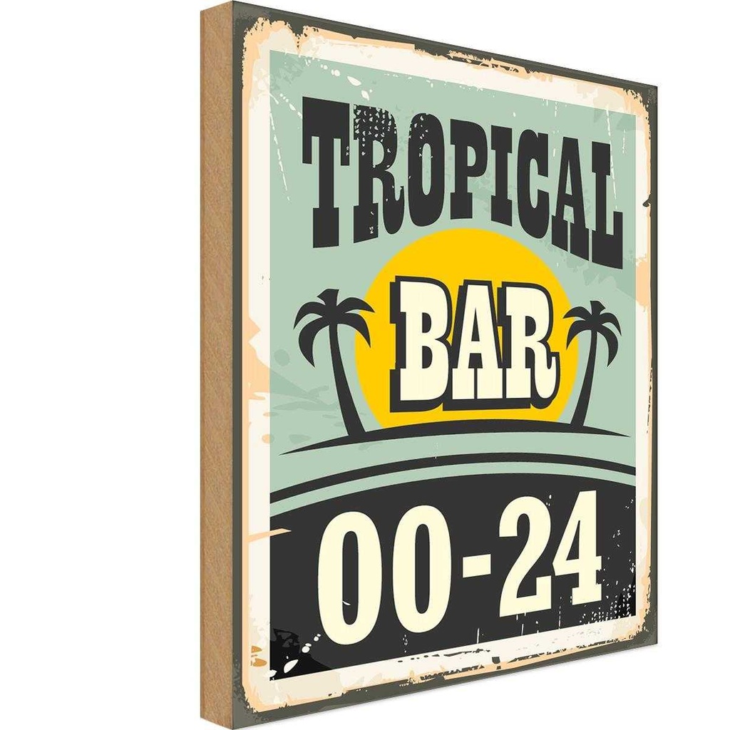 Holzschild 18x12 cm Alkohol Tropical Bar 00-24 Essen Trinken
