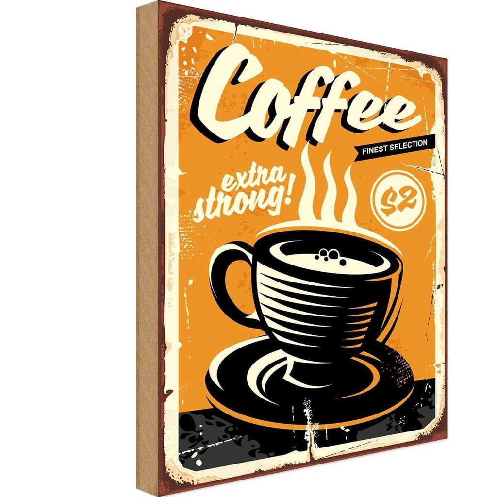 Holzschild 18x12 cm extra strong Coffee Kaffee Essen Trinken