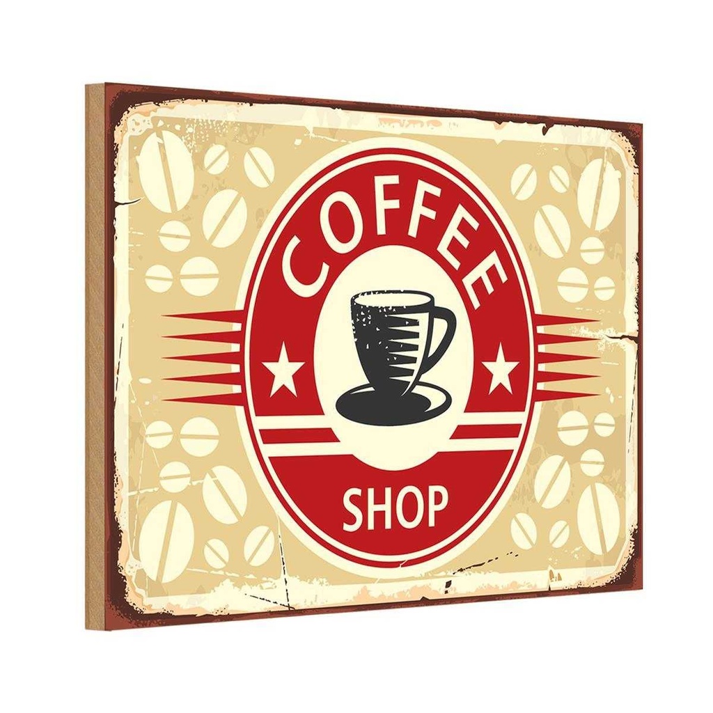 Holzschild 12x18 cm Kaffee Coffee Shop Essen Trinken