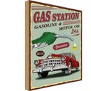 Holzschild 18x12 cm Gas Station gasoline motor oil 24 Warnschild Hinweisschild