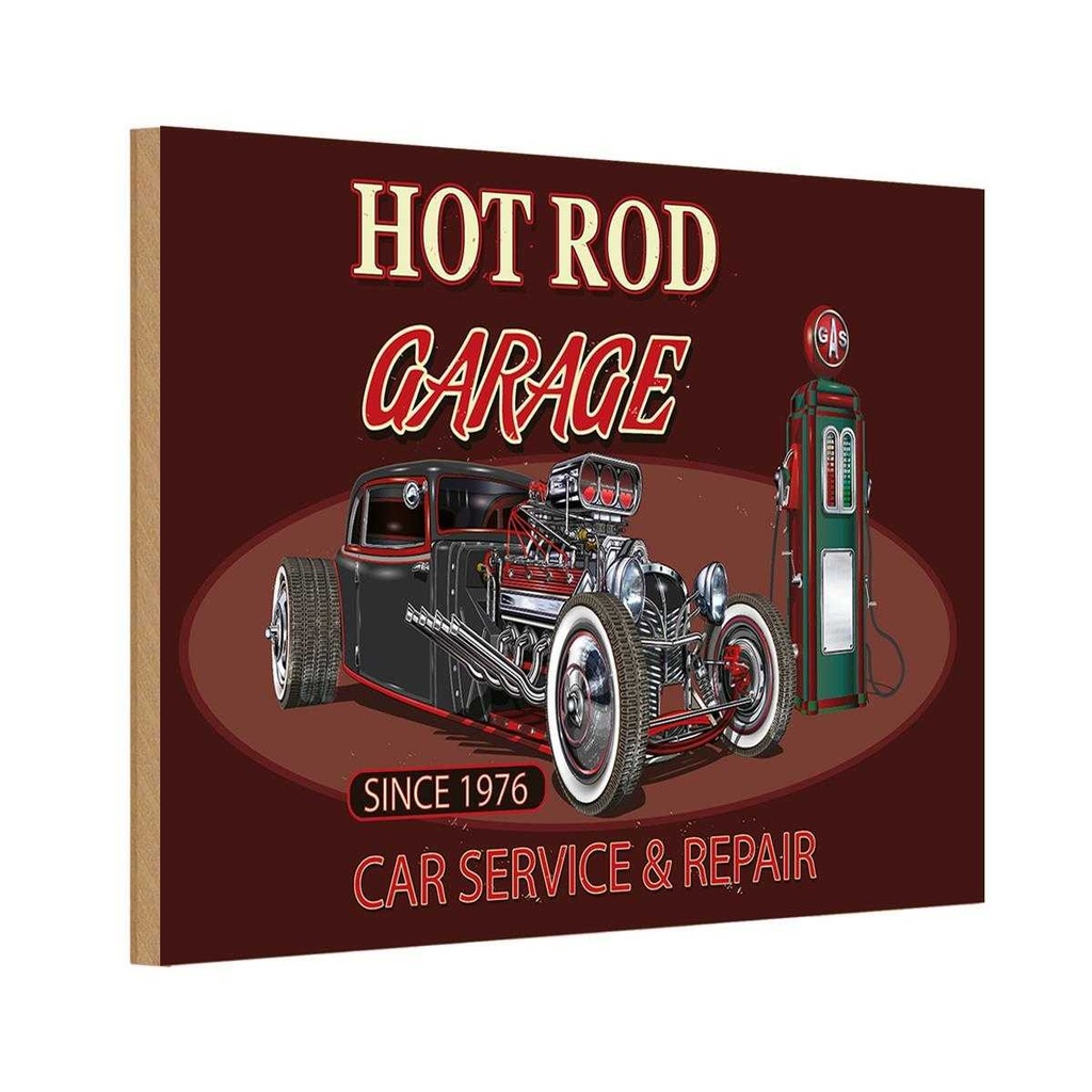 Holzschild 12x18 cm Auto hot rod Garage car service repair