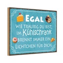 Holzschild 12x18 cm traurig im Kühlschrank Lichtchen Spruch Zitat