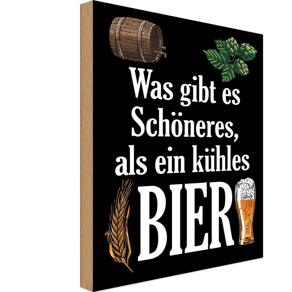 Holzschild 18x12 cm was schöneres als kühles Bier Essen Trinken