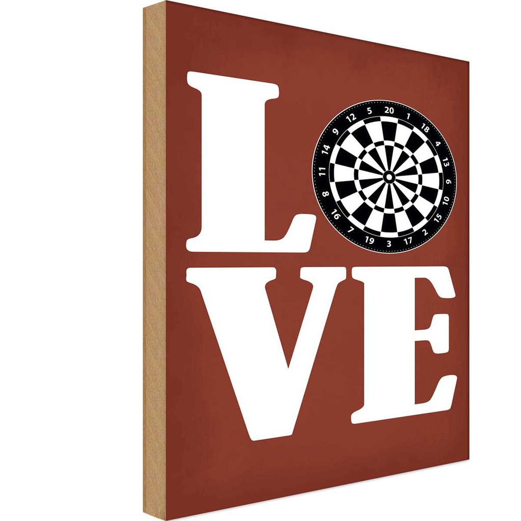 Holzschild 18x12 cm Love Dart Sport Hobby