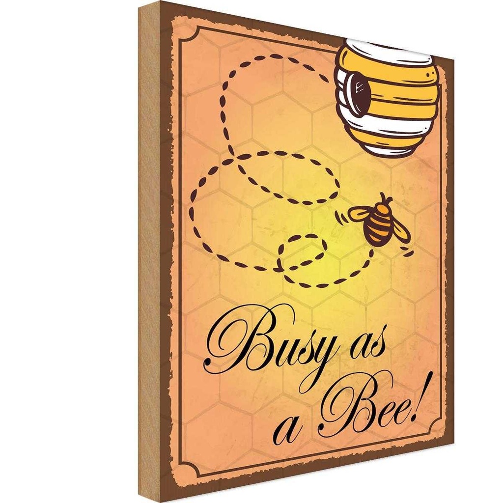 Holzschild 18x12 cm Busy as a bee Biene Honig Imkerei Spruch Zitat