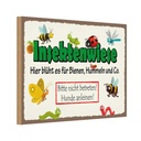 Holzschild 12x18 cm Insektenwiese Bienen Hummeln Tier Haustier