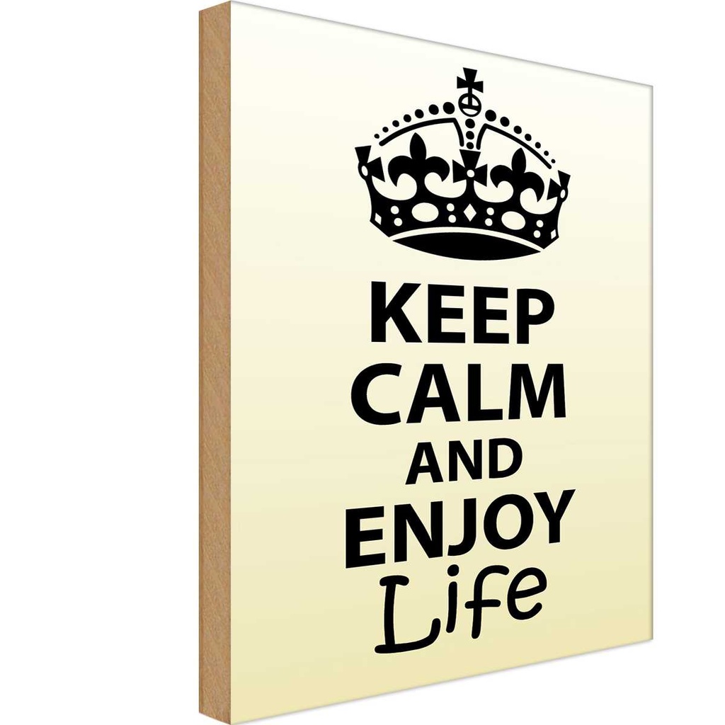 Holzschild 18x12 cm Keep Calm and enjoy life