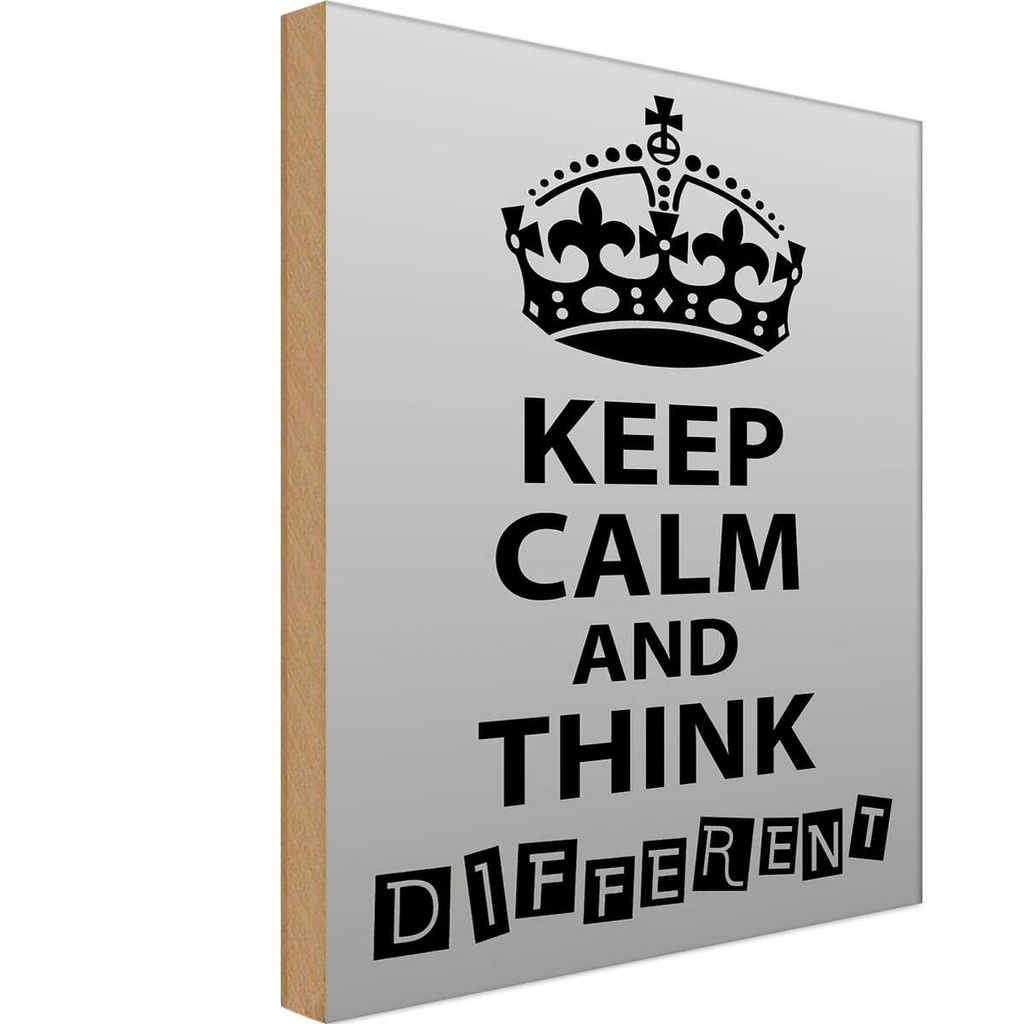 Holzschild 18x12 cm Keep Calm think different